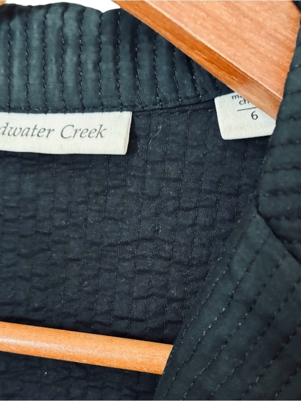 Coldwater Creek Size 6 Black Bow Quilted Two-Button Silk Blend Blazer Jacket - Picture 6 of 10